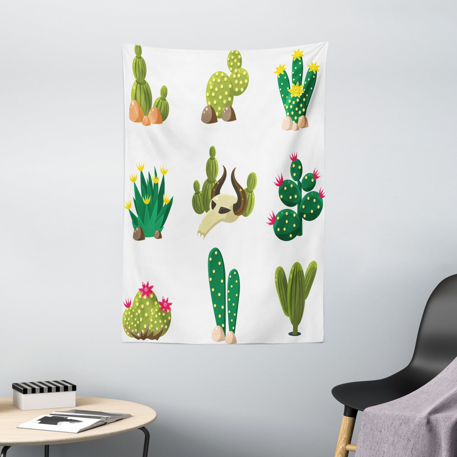 Cactus Tapestry, Mexican South Desert with Animals Cactus Plants ...