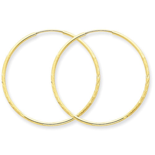 1.2mm X 42mm 1 3/8" Plain Shiny Endless Hoop Earrings REAL 14K Yellow Gold 