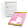 Big Dot of Happiness Rainbow Unicorn - Fill In Magical Unicorn Baby Shower or Birthday Party Invitations (8 count)