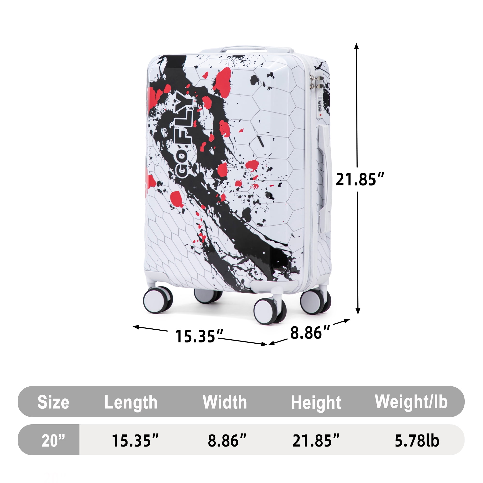 Alvantor 20-inch Carry-On Luggage Hardside Suitcase With Spinner Wheels,Lightweight Luggage with TSA Lock Black