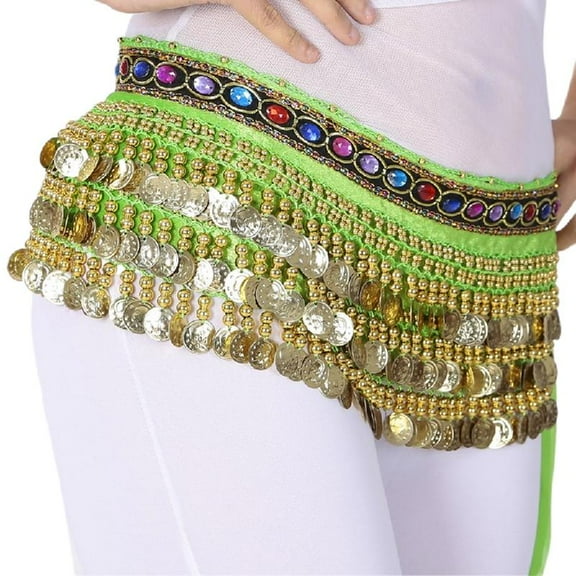 Aellinatey Belly Dance Hip Scarf With Gold Coins Belly Dance Belt Waist Chain