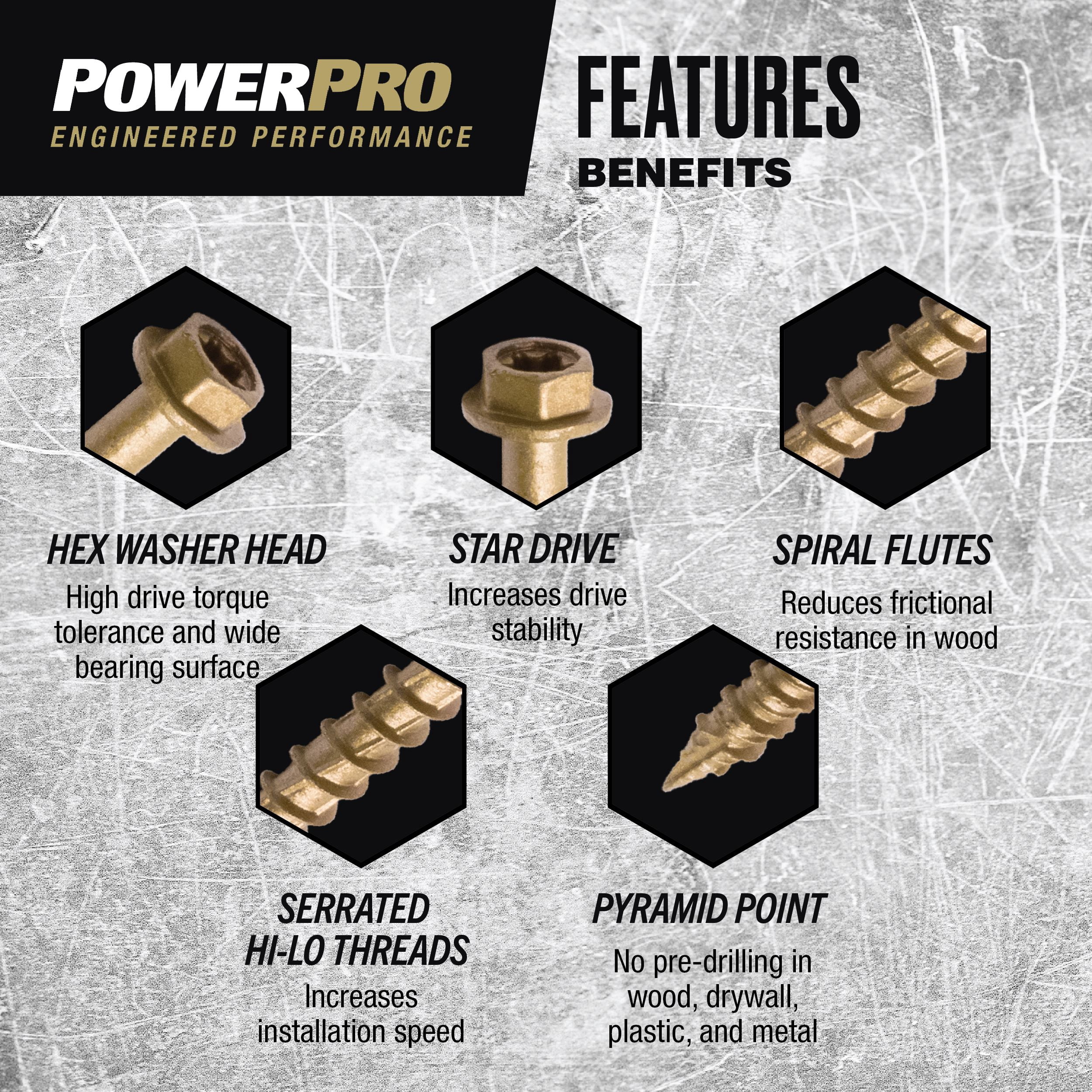 Power Pro Interior and Exterior Multi-Mateial Screws, Multiple Sizes, Steel, Epoxy Coated, Silver and Bronze, 120 pack