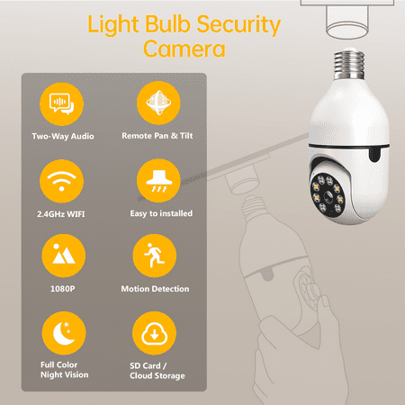 TOGUARD SC07 Light Bulb Security Camera Outdoor E27 PTZ WiFi Dome Surveillance Camera