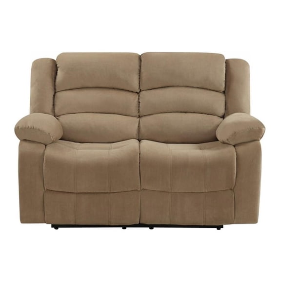 Titan Furnishings Transitional Microfiber Fabric Upholstered Loveseat in Beige