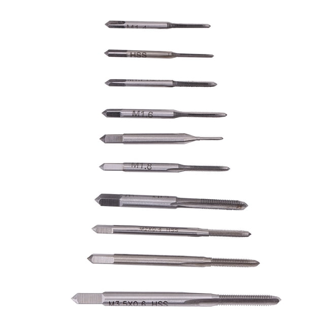 M Buder 10 Piezas Mini M1 a M3.5 Juego de Machuelos de Mano para Roscar Roscado de Alambre Herramientas de Reparación de Acero de Alta Velocidad HSS para Tuercas Mecanizado