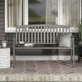 thumbnail image 5 of GRANDPATIO Garden Bench, Outdoor Benches with Back, Painted with Wood Grain, Anti-Rust Aluminum Steel Metal Frame, Bench for Front Porch Backyard Park Outside Furniture Decor, Weathered Gray, 5 of 7