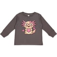 thumbnail image 3 of Inktastic Valentine Axolotl Pink Heart Girls Long Sleeve Toddler T-Shirt, 3 of 5