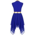 thumbnail image 2 of TiaoBug Kids Girls Sleeveless Lyrical Dance Dress Metallic Gold Worship Asymmetrical Hem Tunic Blue 12, 2 of 5