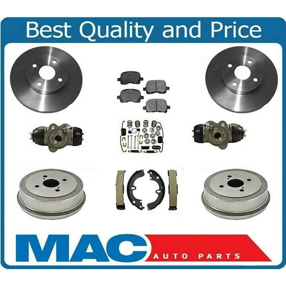 98-99 Corolla 98-02 Prizm Brake Rotors Pads Drums Shoes Cyl Springs 9P NO ABS