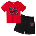 thumbnail image 3 of Conjunto de ropa de verano para niños y niñas con superhéroes, camiseta de manga corta de algodón y pantalones cortos, traje informal con estampado de Spider-Man, 3 of 5