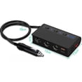 thumbnail image 3 of 3.0 Car Charger, 3 Compartment 180W 12V/24V Cigarette Lighter Adapter USB Car Distributor with Separate Switch LED Voltage Indicator for Smartphone Tablet, 3 of 5