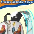 thumbnail image 5 of Rooster and Feather White Pattern 17" School Backpacks for Teens,Waterproof Oxford Fabric,S-Shape Padded Straps for School,Travel,Hiking,Camping, 5 of 6