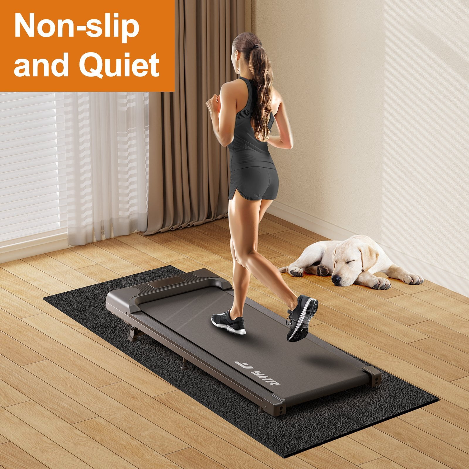 YHR Foldable Treadmill Mat Non-Slip Exercise Bike Mat, 1/4" Thick, 30"x63" Waterproof Walking Pad Mat for Carpet, Hardwood Floors, Workout, Indoor Bikes, Fitness Equipment, Home Yoga
