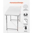 thumbnail image 6 of KFFKFF 4 Ft Folding Table, Portable Fold-in-Half Utility Table with Adjustable Height and Built-in Handle, Indoor and Outdoor Plastic Rectangle Table for Events, Dining, Camping, and Picnics, White, 6 of 9