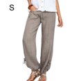 thumbnail image 2 of Qarigey Pantalones de lino sueltos casuales para mujer Pantalones de yoga deportivos de color sólido Prendas para la parte inferior del cuerpo, 2 of 5