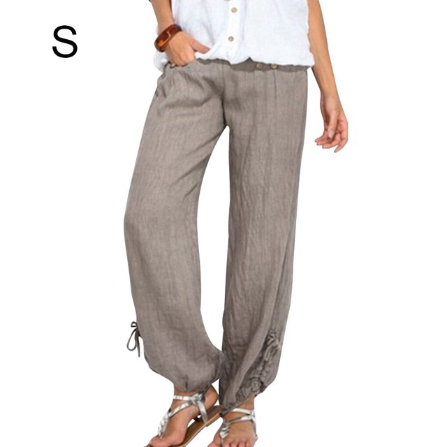 Guardurnaity Pantalones de lino sueltos casuales para mujer Pantalones de yoga deportivos de color sólido Prendas para la parte inferior del cuerpo