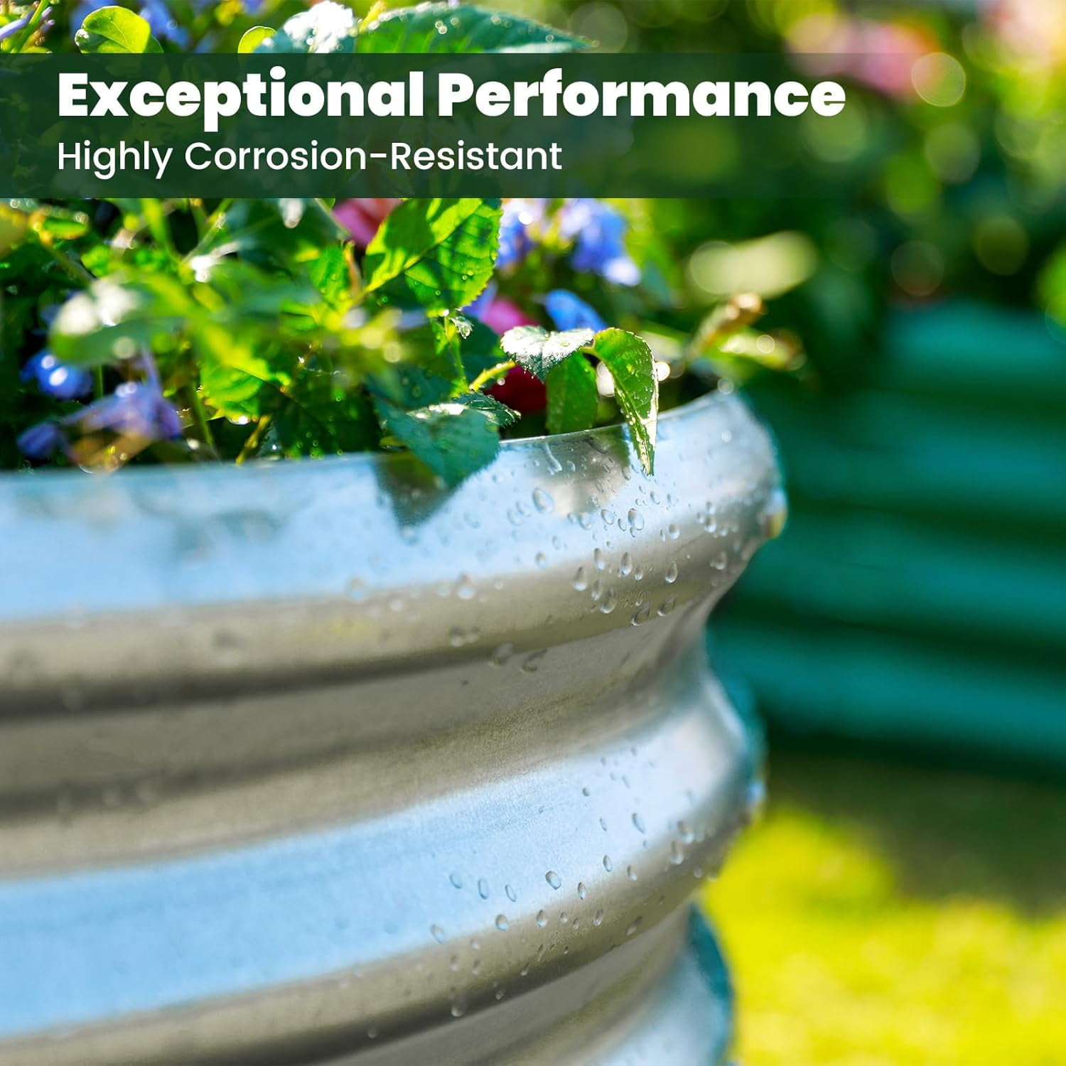 Land Guard 3 pack 8×4×1ft Raised Garden Bed，Outdoor Galvanized Planter Boxes, Oval Large Metal Raised Garden Beds for Vegetables