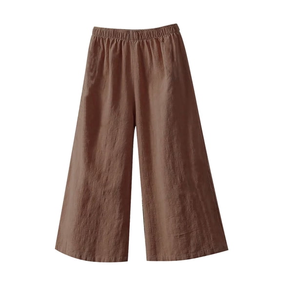 Eashery Pants for women Wide Leg High Waisted Comfortable Straight Calf-Length Pants Womens Jogger Pants (Solid Color,Coffee,L)