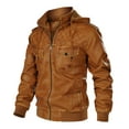 thumbnail image 3 of Wavsuf Leather Jackets for Men Winter Jacket Heavyweight for Men Coat Yellow Size 2XL, 3 of 10