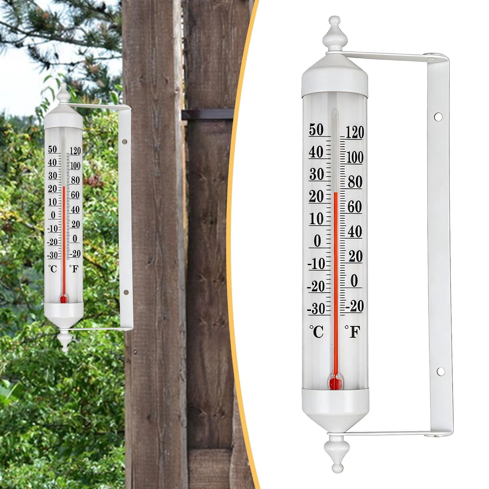 Fzaqwen Outdoor Thermometer Easy Installation Easy to Use Large Numbers Premium Reusable Rustic Temperature Gauge for Wall Greenhouse White