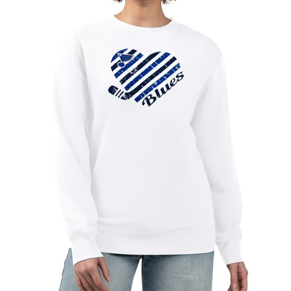 Women's G-III 4Her by Carl Banks  White St. Louis Blues Heart Graphic Pullover Sweatshirt