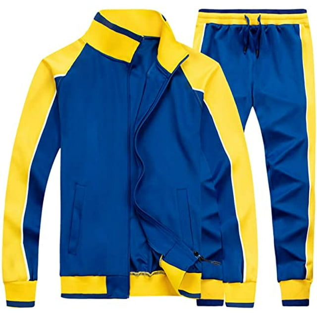 DAMAIE Ensemble de Sport pour Hommes à Fermeture Éclair Complète, Survêtement Chaud, Tenue de Sport Décontractée
