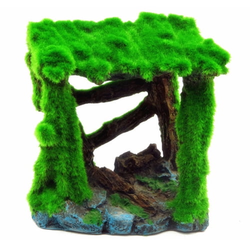 Fairy Garden Craft CFPacrobaticS Juego De Peces Huecos De Resina Moss Bridge Tree House Hiding Cave Aquarium Ornament 1# Handmade Home Desktop Decor 