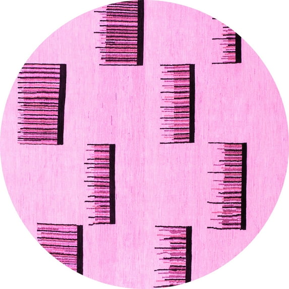 Ahgly Company Indoor Round Solid Pink Modern Area Rugs, 4' Round