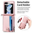 thumbnail image 6 of ELEHOLD for Samsung Galaxy Z Flip 6 Case, Leather Flip Detachable Card Holder Adjustable Cross-Body Strap Hinge Protection Shockproof Full Body Protective Case for Samsung Galaxy Z Flip 6,Rosegold, 6 of 9