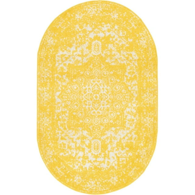 Unique Loom Richmond Medallion Border Rug 3' 3 x 5' 3 Rectangle Yellow/Ivory