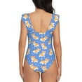 thumbnail image 6 of Yiaed Kawaii Corgi Print Women's Ruffled One Piece Swimsuit V Neck Swimwear Slimming Monokini for Woman-Medium, 6 of 8
