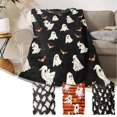 thumbnail image 6 of Gumesh Happy Halloween Funny Ghost Blanket, Soft Anti-Pilling Throw Blanket, Lightweight All Seasons Spooky Flannel Blanket for Couch Sofa Bed 30x40 in Black & White, 6 of 7