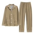 thumbnail image 3 of JTieacloth Men's Sleep Tops Mens Four Seasons Fashion Leisure Soft And Comfortable Home Solid Color Shirt Pants Pajama Set Home Service Two Piece Set Yellow, 3 of 3