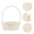 thumbnail image 5 of FRCOLOR Plastic Wicker Flower Basket Handle Picnic Basket Fruit Basket Woven Hand Basket, 5 of 6