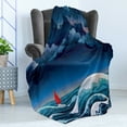thumbnail image 4 of Sailboat Soft Flannel Fleece Throw Blanket, Night Seascape with Sailboat and Stormy Dramatic Sky Cartoon Illustration, Cozy Plush for Indoor and Outdoor Use, 50" x 70", Petrol Blue Teal, by Ambesonne, 4 of 5