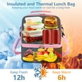 thumbnail image 5 of Insulated Lunch Bags for Women Men with Adjustable Shoulder Strap,AILKIN Large Lunch Box Tote Leakproof Cooler Reusable Double Deck Thermal Lunch Bags for Women,Adults,Work,Picnic,Pink, 5 of 7