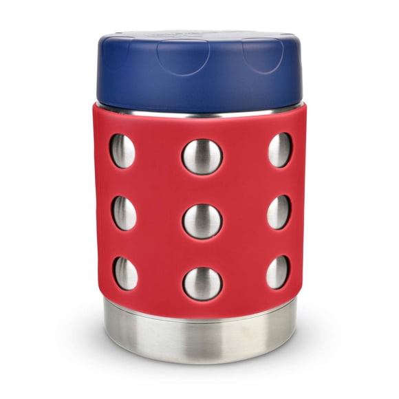 Contenedor térmico para alimentos LunchBots de 350 mL, azul marino con puntos rojos