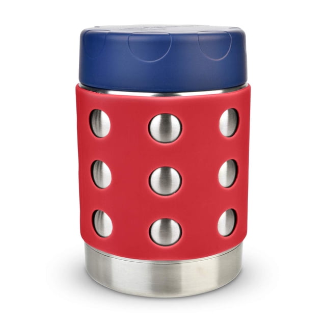 Contenedor térmico para alimentos LunchBots de 350 mL, azul marino con puntos rojos