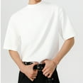 thumbnail image 4 of Leesechin Men Turtleneck Mock Neck T Shirts Short Sleeve Ribbed High Neck T-Shirt Tee, 4 of 8