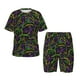 thumbnail image 1 of Balery Neon Mardi Gras Conjunto de Pijama Infantil de Manga Corta con Estampado – Ropa de Dormir de Algodón Suave-Small, 1 of 6
