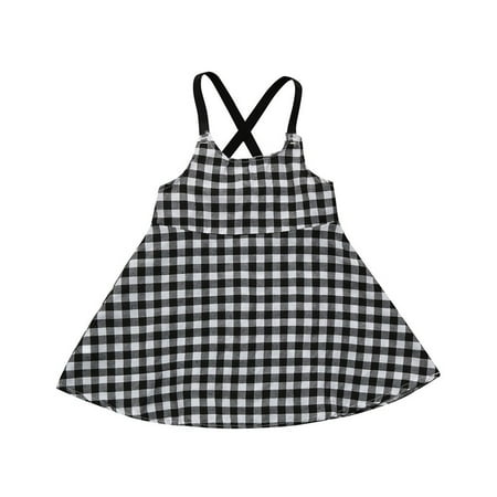 

nsendm Here You Are Baby Toddler Girls Princess Plaid Strap Dress Kids Baby Sleeveless Autumn Baby Girl Outfit Black 4 Years