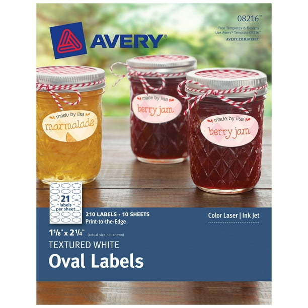 Avery Oval Labels, Permanent Adhesive, Textured White, 11/8" x 21/4