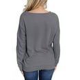 thumbnail image 3 of Oplxuo Women's Basic Crewneck Sweatshirts With Pockets 2025 Fall Clothes Solid Color Long Sleeve Loose Casual Pullover Tops, 3 of 6