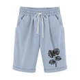 thumbnail image 2 of EaskTriop Women's High Waisted Shorts Elastic Drawstring Wide Leg Bermuda Shorts with Pockets Tropical Leaf Print Summer Comfy Daily Wear, 2 of 6