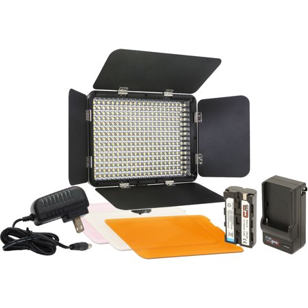 UPC: 0026127770770 | Vidpro LED-330 Studio Video Lighting Kit with Built-in Barn Doors & 3 Color Gel Filters Includes Li-ion Battery & Charger  AC Adapter  Adjustable Shoe Mount