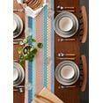 thumbnail image 2 of Bohemian Cotton and Linen Table Runner, Kitchen Table Runners for Family Dinner, Banquet, Parties and Celebrations, Geometric Stripe Orange Blue Turquoise Table Decor, 13.8 x 71 inch, 2 of 6