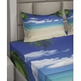 thumbnail image 2 of Ambesonne Island Fitted & Top Sheet Set with Shams, Tropic Vacation Scenic, Royal Blue Sand Brown, 2 of 4