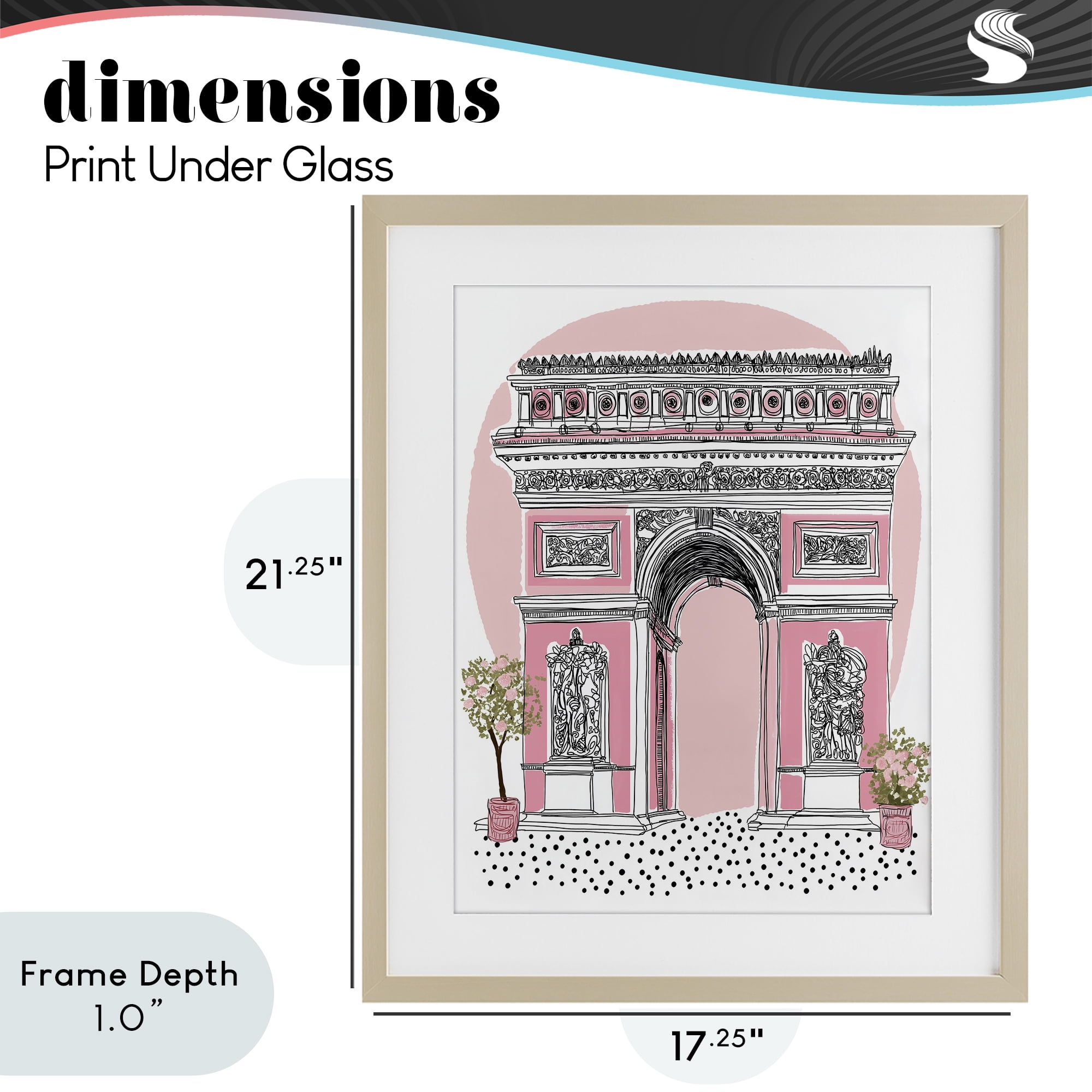 Stupell Industries Pink Neoclassical Archway Birch Framed Print Under Glass, design by Jess Stempel