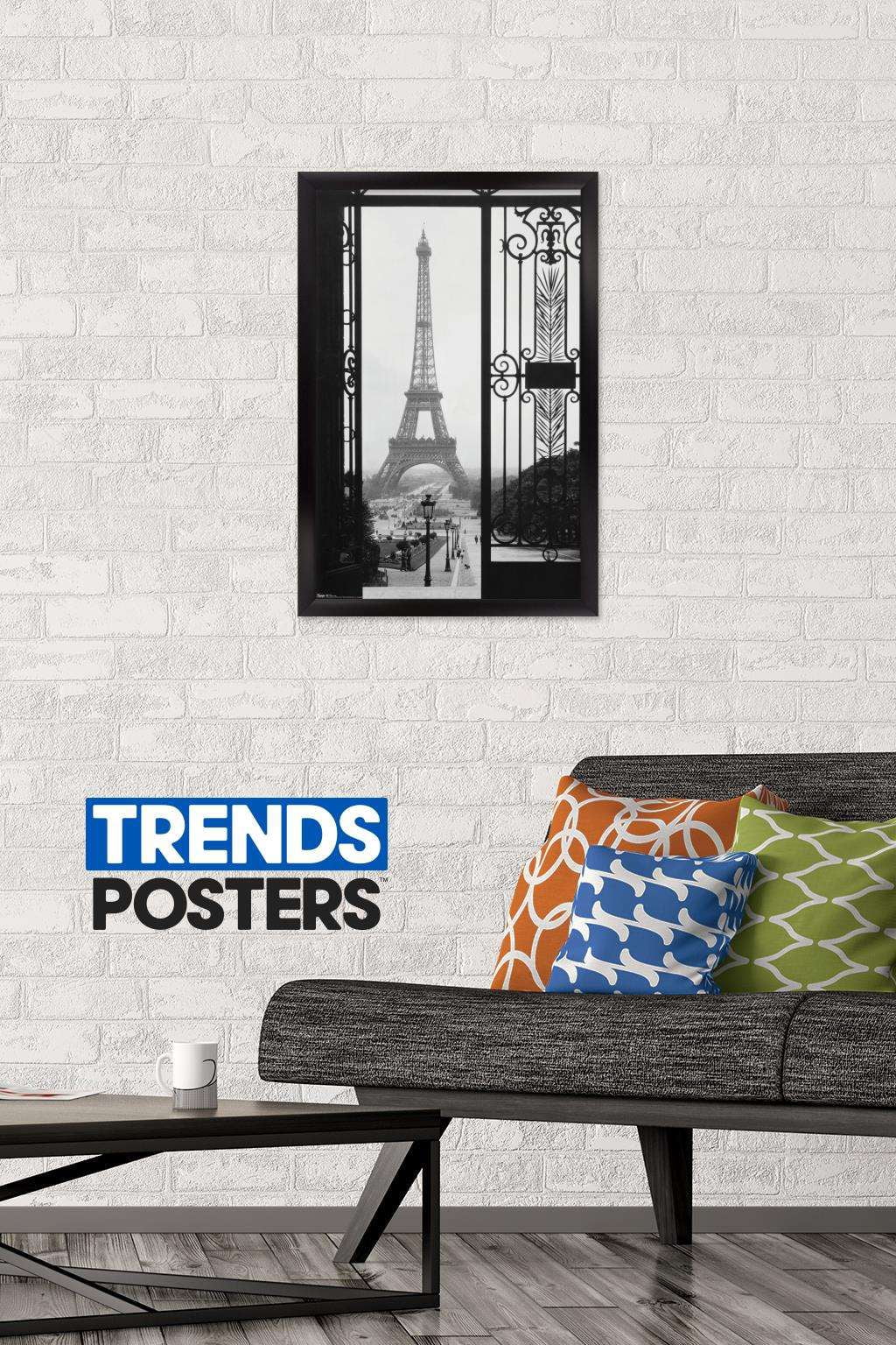 The Eiffel Tower - Gate View Wall Poster, 14.725" x 22.375", Framed