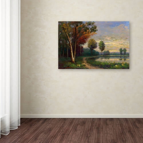 Trademark Fine Art "Landscape with a Lake" Canvas Art by Daniel Moises